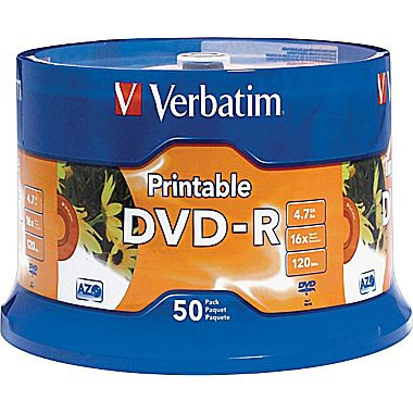 DVD-R Verbatim Imprimíveis 16X - Pack 50   - ONBIT