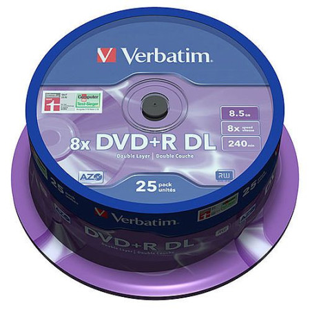 DVD+R Dual Layer 8.5GB Verbatim 8X - Pack 25   - ONBIT