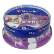 DVD+R DL 8,5GB Verbatim Imprimível 8X - Pack 25  43667 - ONBIT