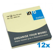 Bloco de Notas Adesivo Amarelo Info Notes 75x75 - Pack 12 unidades   - ONBIT
