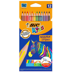 Lápis de Cor BIC Kids Evolution Stripes Pack 12 unidades