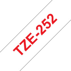 Fita Laminada Compatível Brother TZE-252 - 24mm x 8 metros Vermelho/Branco