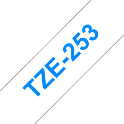 Fita Laminada Compatível Brother TZE-253 - 24mm x 8 metros Azul/Branco