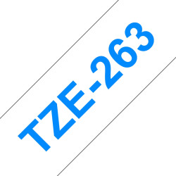 Fita Laminada Compatível Brother TZE-263 - 36mm x 8 metros Azul / Branco