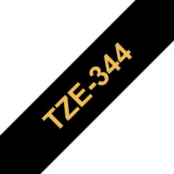 Fita Laminada Compatível Brother TZE-344 - 18mm x 8 metros Dourado / Preto