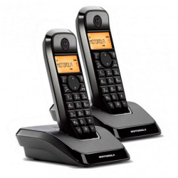 Pack Duo Telefone Fixo Sem Fio Dect Motorola S1202 Preto