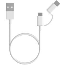 Cabo Xiaomi Mi Charging 2 em 1 Micro USB para Type-C 30cm Branco