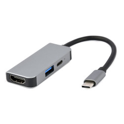 Adaptador Gembird USB-C 3-in-1 (USB + HDMI + PD)