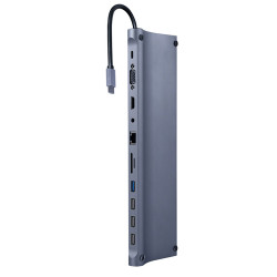 Adaptador Gembird USB-C 11-in-1 (Hub USB + HDMI + VGA + PD + Leitor de Cartões + LAN + 3.5mm audio)