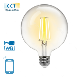 Lâmpada Filamento Smart LED WiFi + Bluetooth CCT E27 G125 6W Aigostar