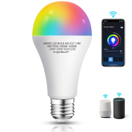 Lâmpada Smart LED WiFi RGB+CCT E27 A65 14W Aigostar